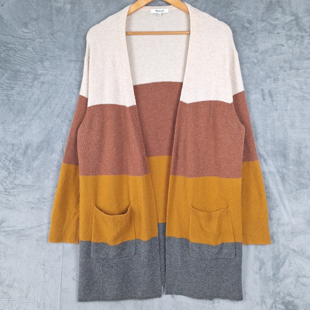 Madewell Cardigan Womens Large Alpaca Wool Kent Striped Boho Cozy Slouchy Layer